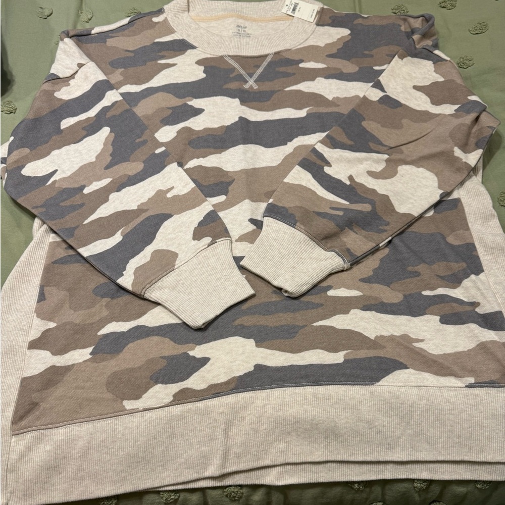 Aerie oversized neutral camo crewneck sweatshirt